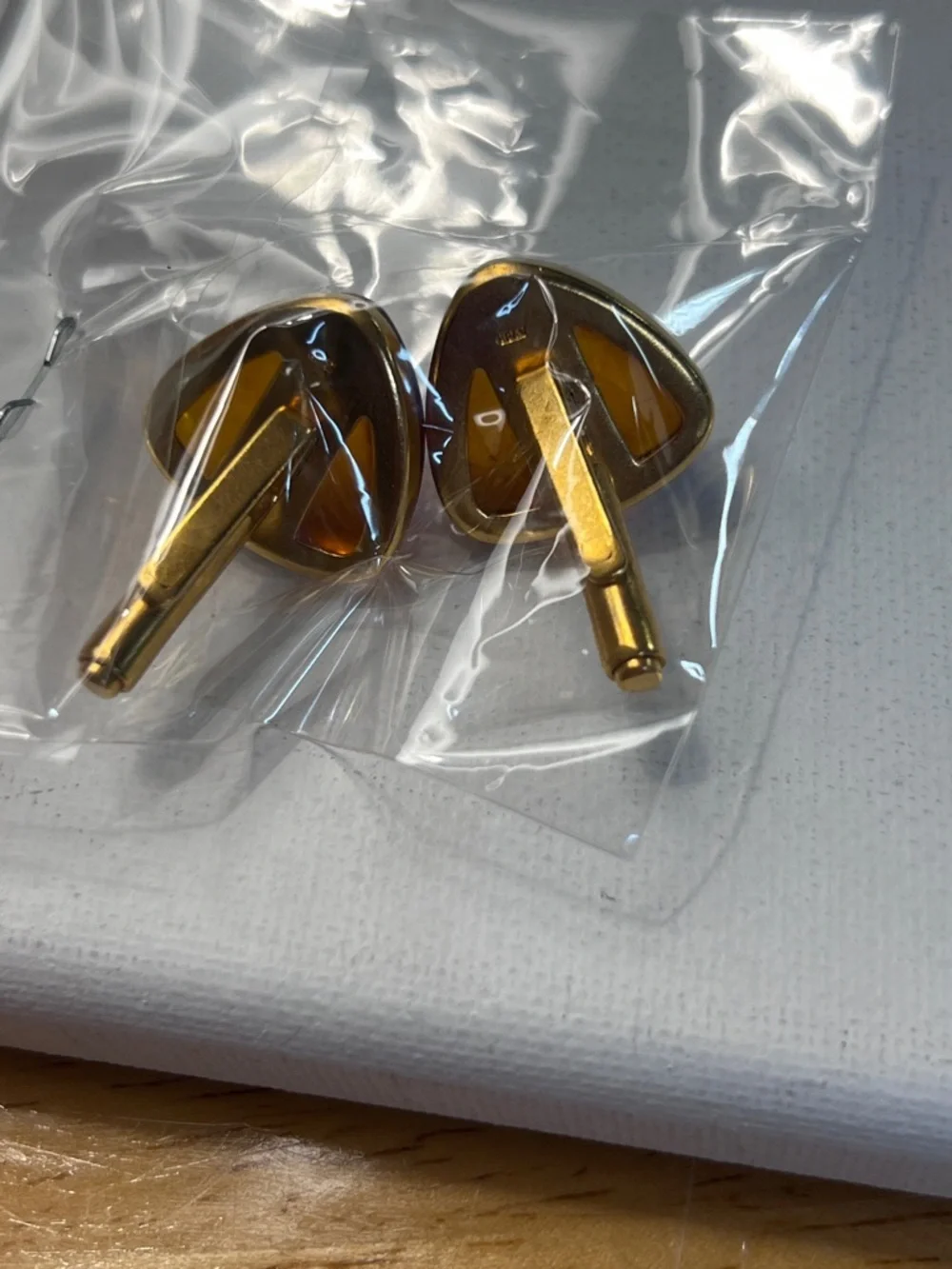 Vintage triangular amber cufflinks